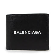 Buy an authentic second hand Balenciaga Black Leather Logo Print Square Folded Wallet in very good condition at Labellov