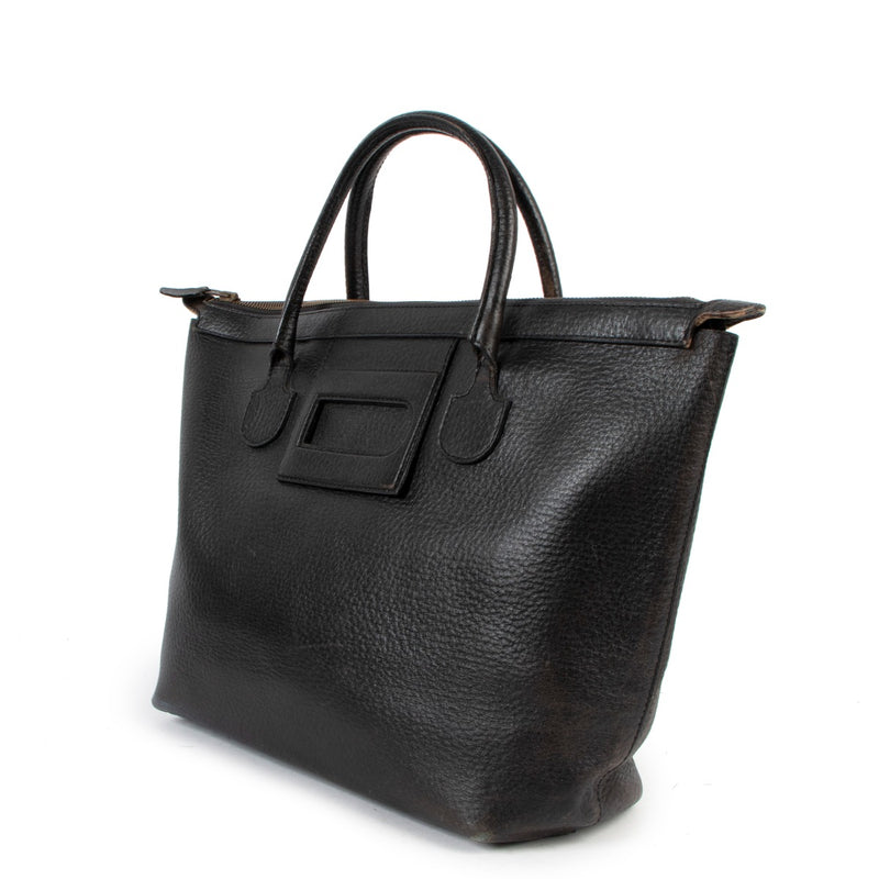 Delvaux Black Leather Vintage Tote Bag