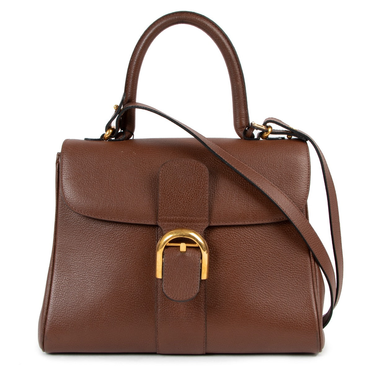 second hand authentic Delvaux Brillant MM Brown Leather Shoulder Bag at labellov