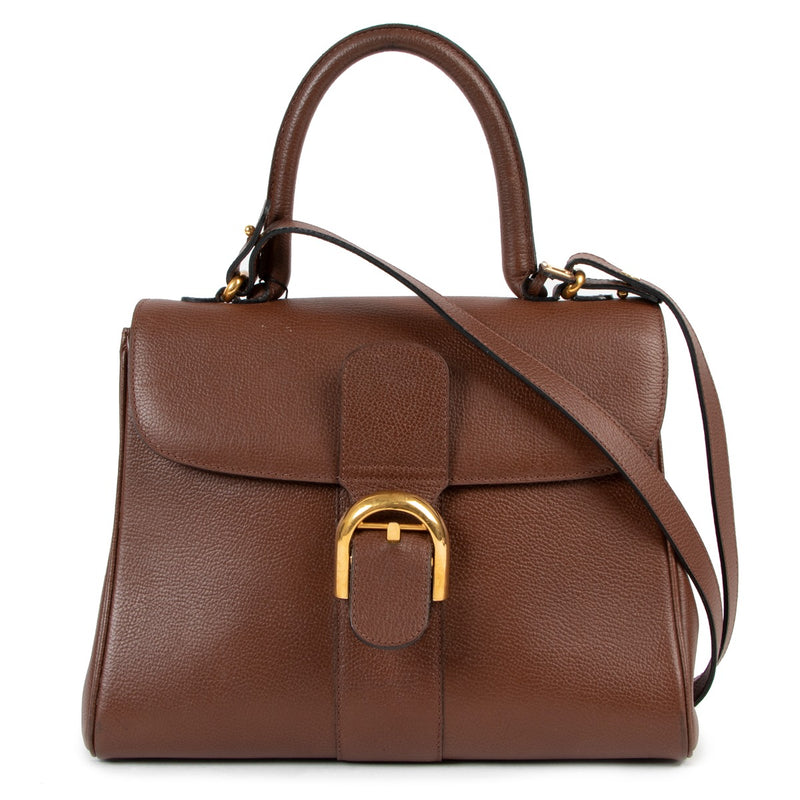 second hand authentic Delvaux Brillant MM Brown Leather Shoulder Bag at labellov