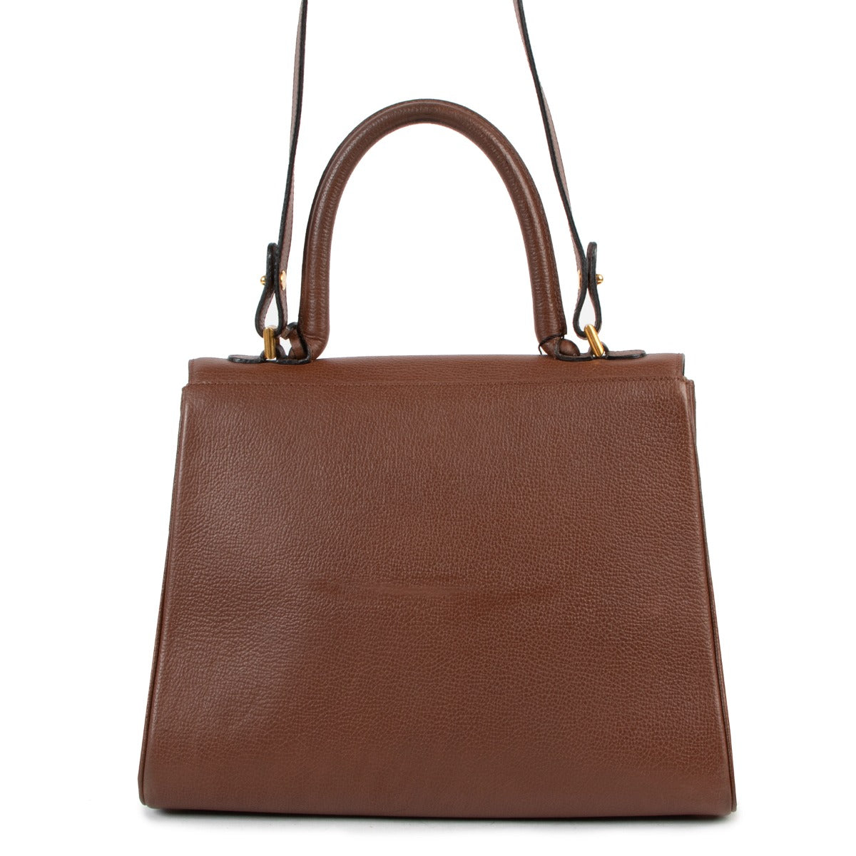 second hand authentic Delvaux Brillant MM Brown Leather Shoulder Bag at labellov