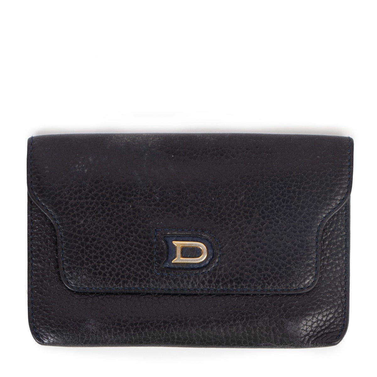 Delvaux Blue Diabolo Leather Card Holder Wallet