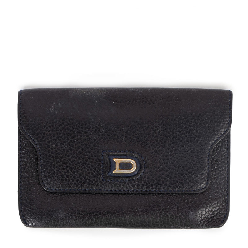 Delvaux Blue Diabolo Leather Card Holder Wallet