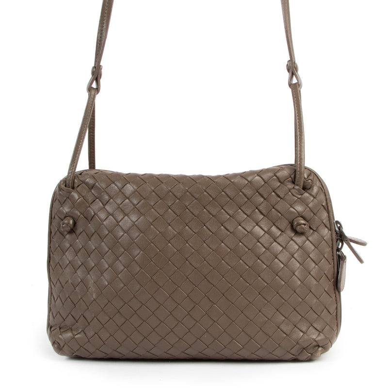 authentic second hand Bottega Veneta Khaki Intrecciato Nodini Crossbody Bag at labellov.com