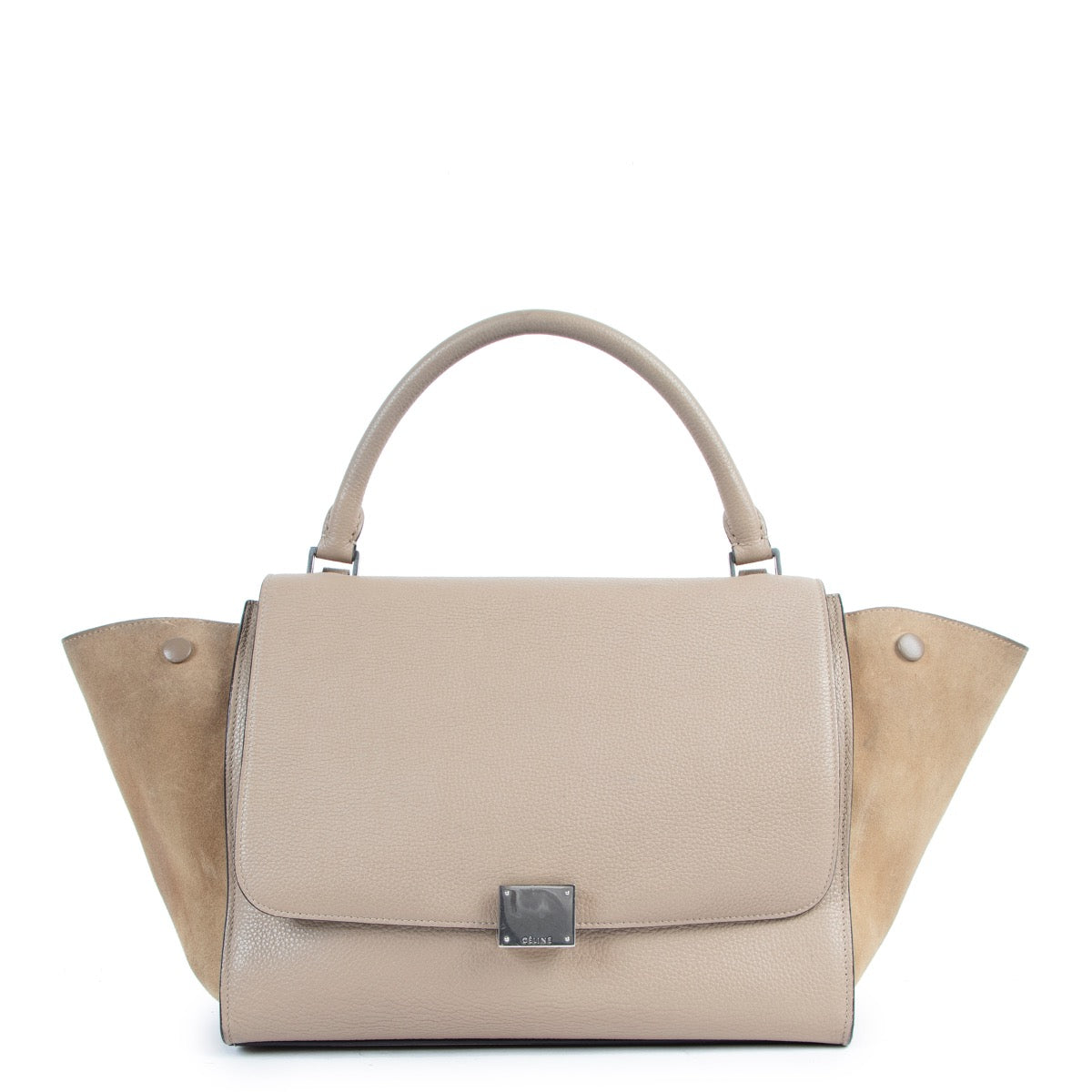 authentic second hand Celine Beige Calfskin/Suede Trapeze Medium Handbag at labellov.com