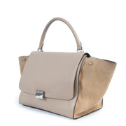 authentic second hand Celine Beige Calfskin/Suede Trapeze Medium Handbag at labellov.com