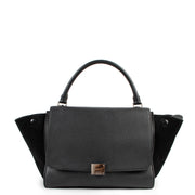 Authentic second hand Celine Black Calfskin&Suede Medium Trapeze Handbag at labellov.com