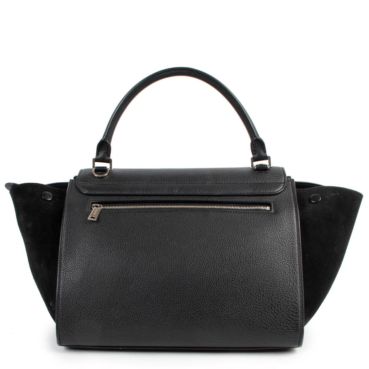 Authentic second hand Celine Black Calfskin&Suede Medium Trapeze Handbag at labellov.com