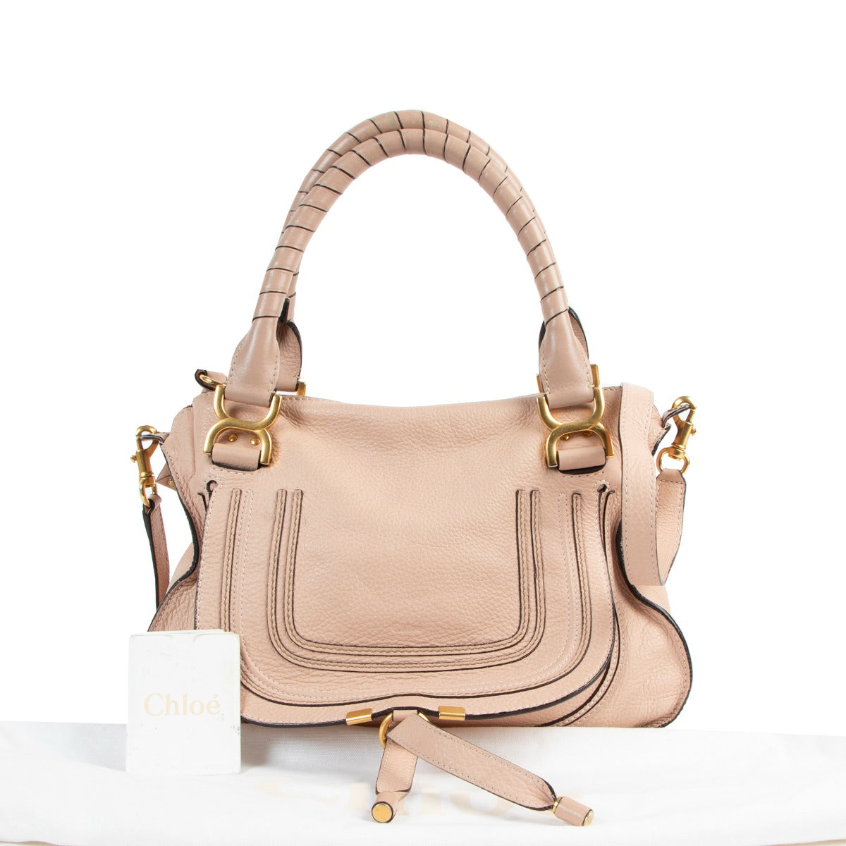 Chloé Pink Marcie Grained Calfskin Leather Shoulder bag