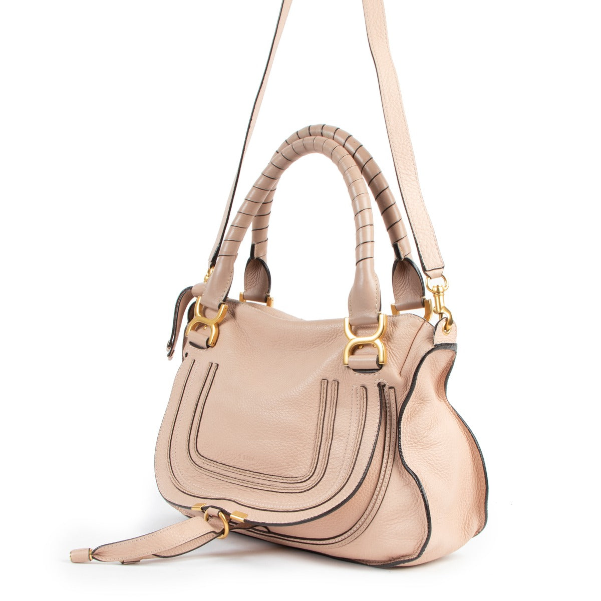 Chloé Pink Marcie Grained Calfskin Leather Shoulder bag