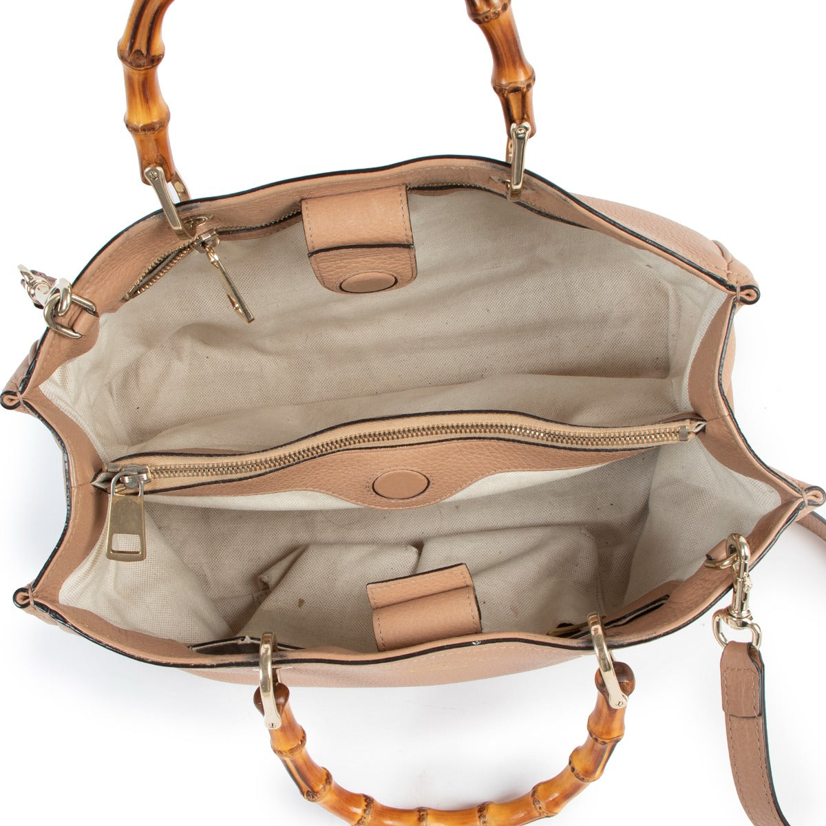 authentic second hand Gucci Dusty Pink Medium Bamboo Shopper Leather Tote Bag at labellov.com