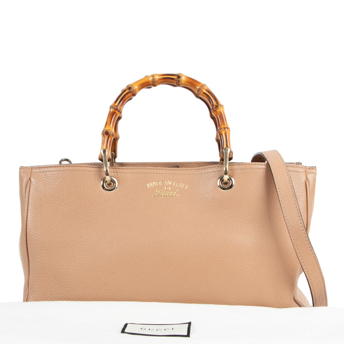 authentic second hand Gucci Dusty Pink Medium Bamboo Shopper Leather Tote Bag at labellov.com