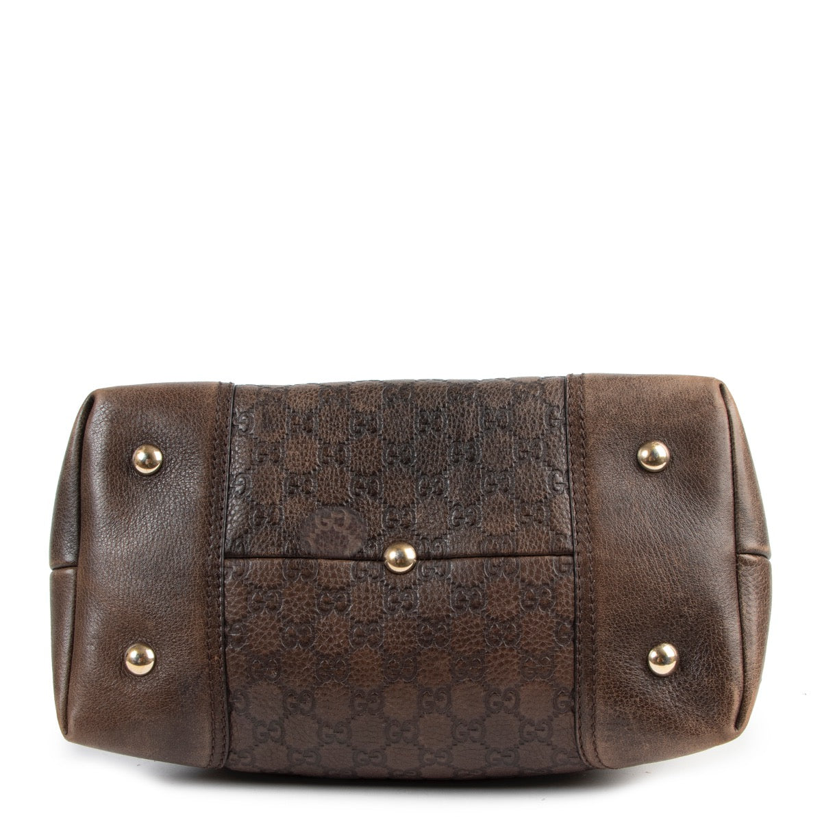 Gucci Brown Guccissima Diamante Horsebit Catherine Top Handle Bag
