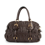 Buy an authentic second hand Prada Napa Gaufre Caffe Leather Shoulder Bag in good condition at Labellov.