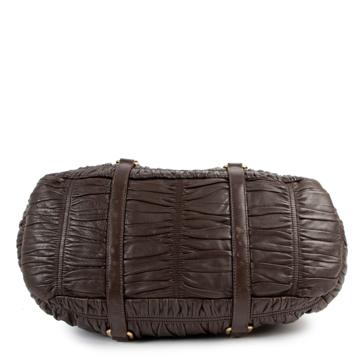 Buy an authentic second hand Prada Napa Gaufre Caffe Leather Shoulder Bag in good condition at Labellov.