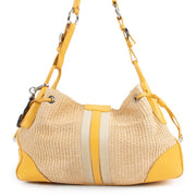 Prada Raffia Yellow Leather Shoulder Bag