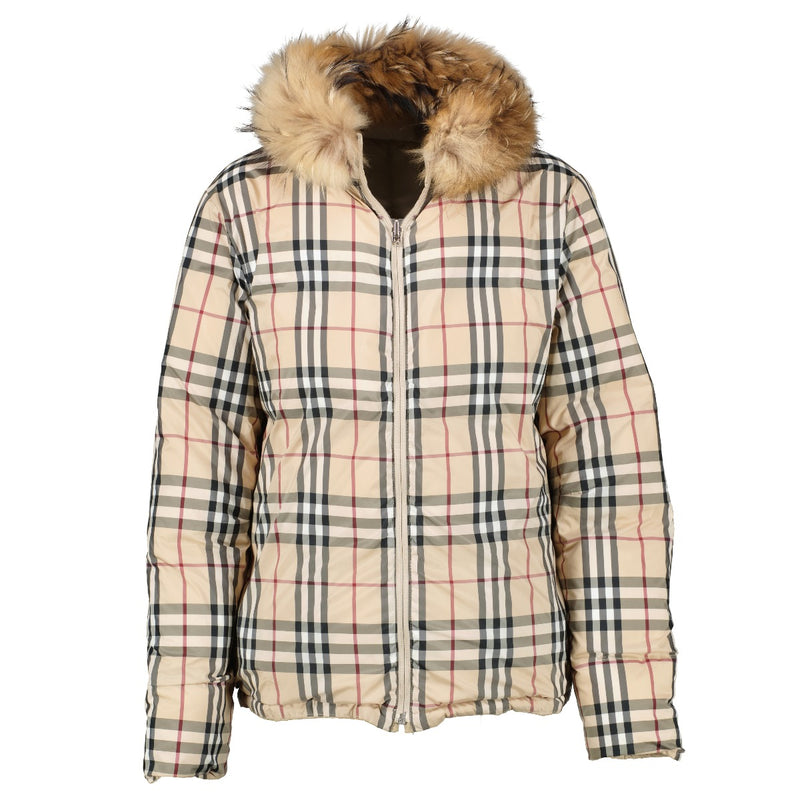 Burberry Beige Fur Collar Padded Reversible Jacket