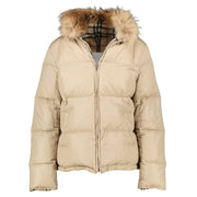 Burberry Beige Fur Collar Padded Reversible Jacket