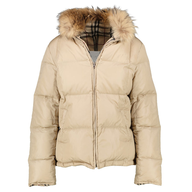 Burberry Beige Fur Collar Padded Reversible Jacket