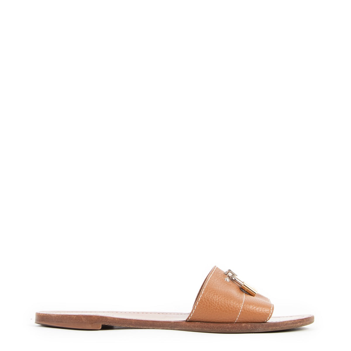 Shop safe online at Labellov in Antwerp this 100% authentic second hand Louis Vuitton Brown Lock It Flats - Size 38