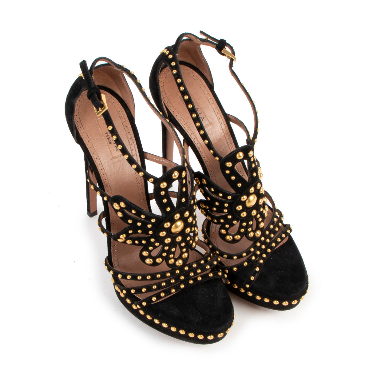 Alaia Studded Black Suede Sandals - Size 39