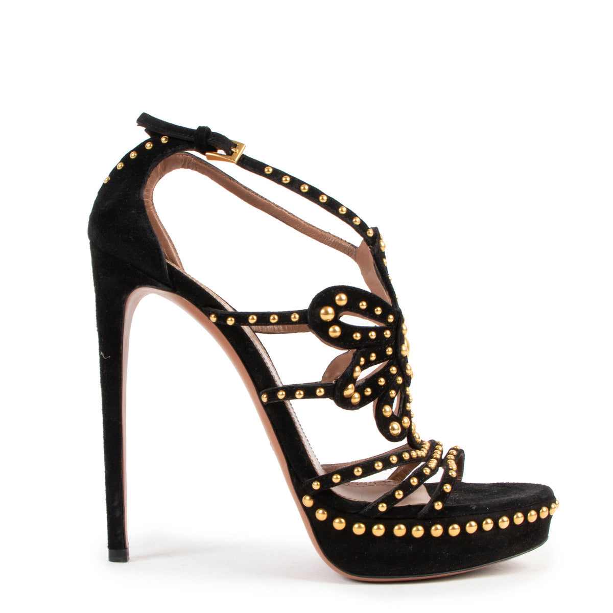 Alaia Studded Black Suede Sandals - Size 39 for the best price at Labellov secondhand luxury in Antwerp