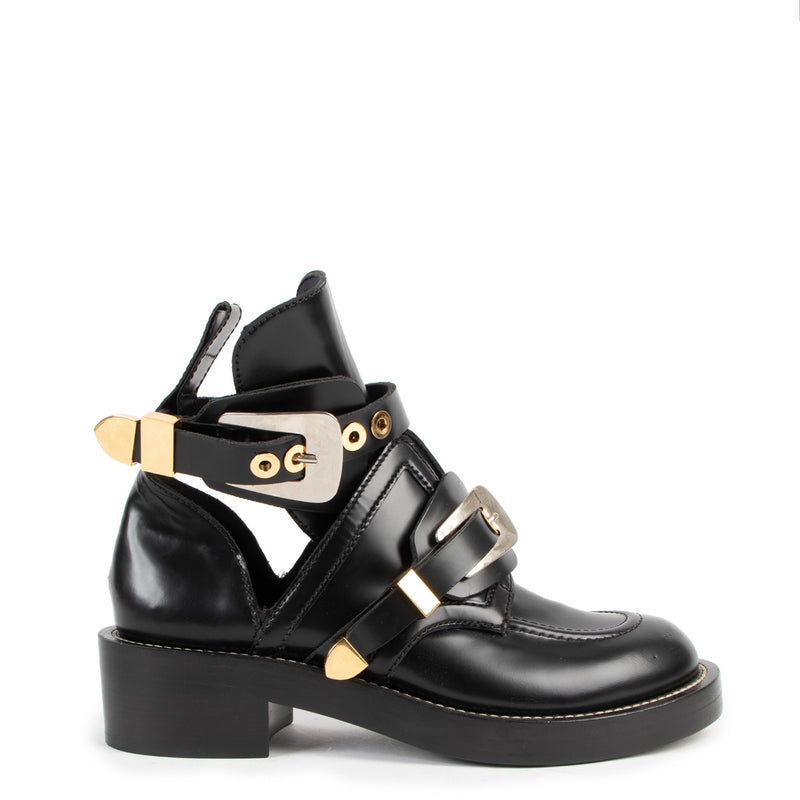 Balenciaga Warto 1000 Ceinture Cut-Out Buckle Ankle Boots