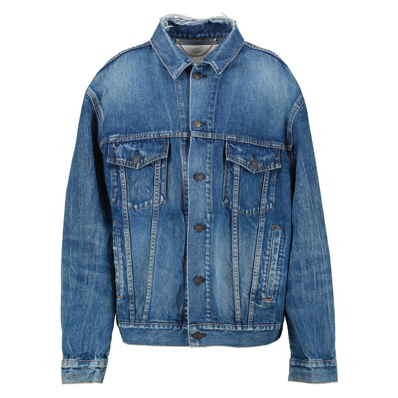 Balenciaga Distressed Back Logo Oversized Denim Jacket