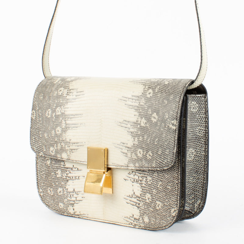 Authentic Second Hand Céline Grey Lézard Classic Crossbody Bag on Labellov.com