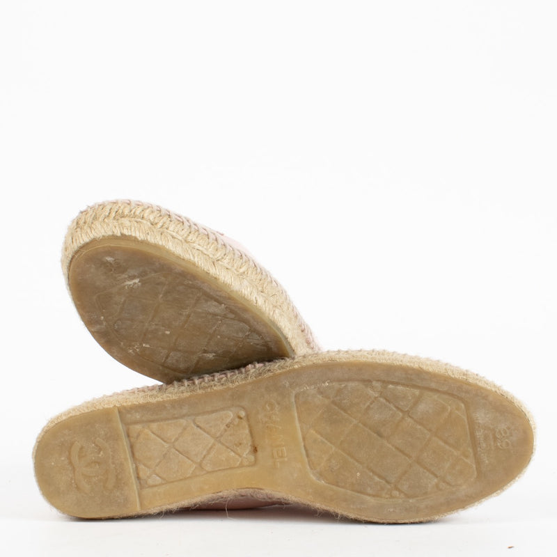 Authentic Preloved Chanel Pink Leather Espadrilles Flats - Size 39 on Labellov.com
