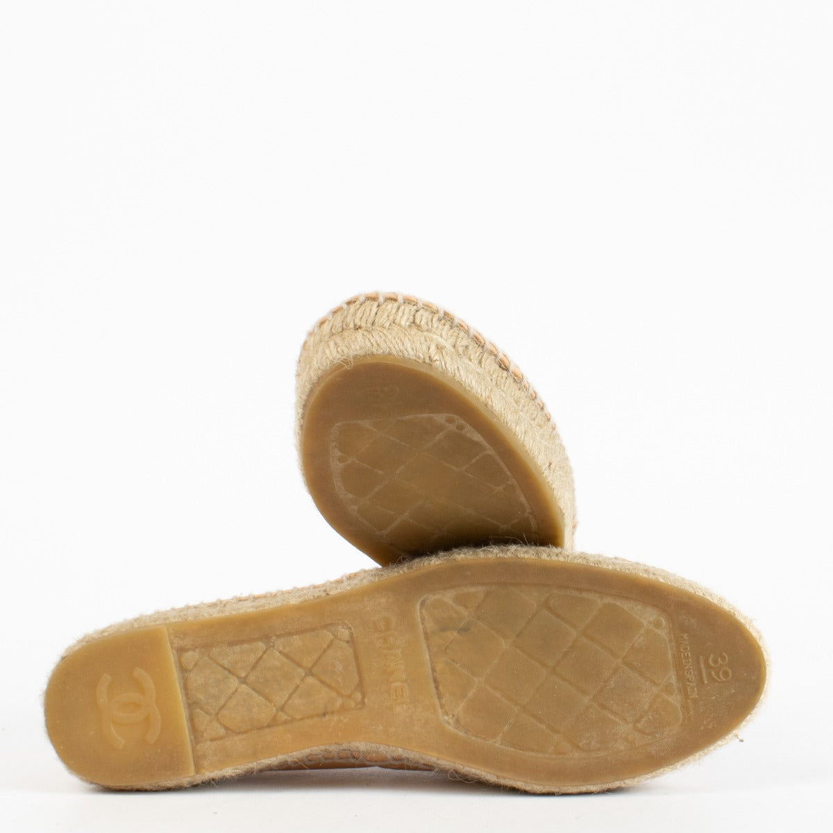 Chanel Pink Espadrille Flats - Size 39