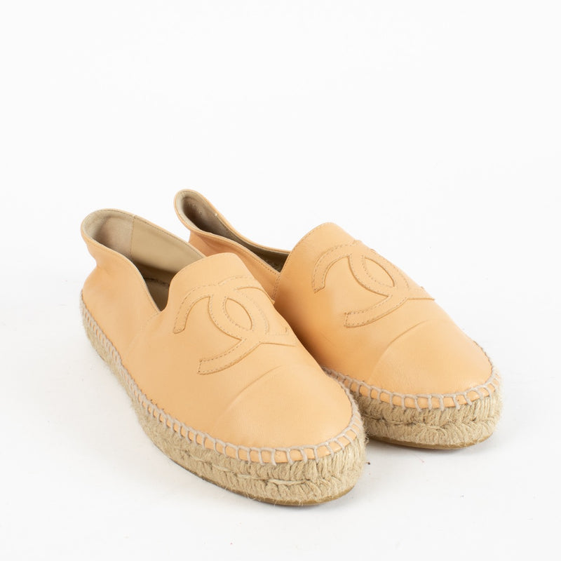 Chanel Pink Espadrille Flats - Size 39