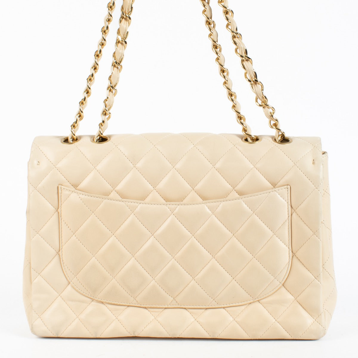 Authentic second hand Chanel Beige Lambskin Large Flap/ Jumbo Classic Bag on Labellov.com