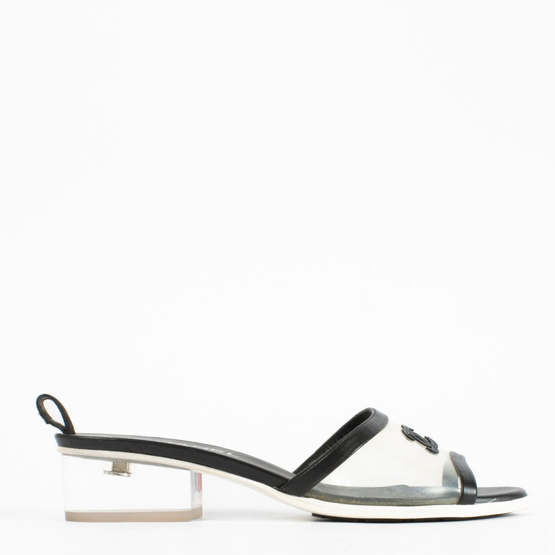 Authentic second-hand Chanel Black Plexi Sandals- Size 39 1/2 on labellov.com