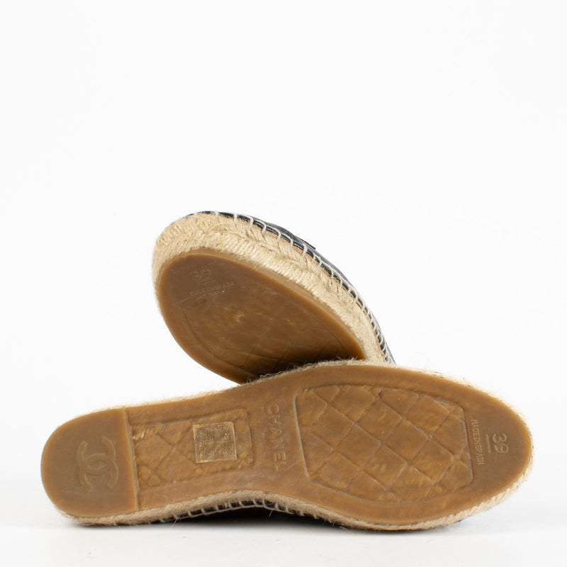 Authentic Preloved Chanel Black Leather Espadrilles - Size 39 on Labellov.com