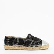 Authentic second-hand Chanel Black CC Silver Espadrilles - Size 39 on labellov.com