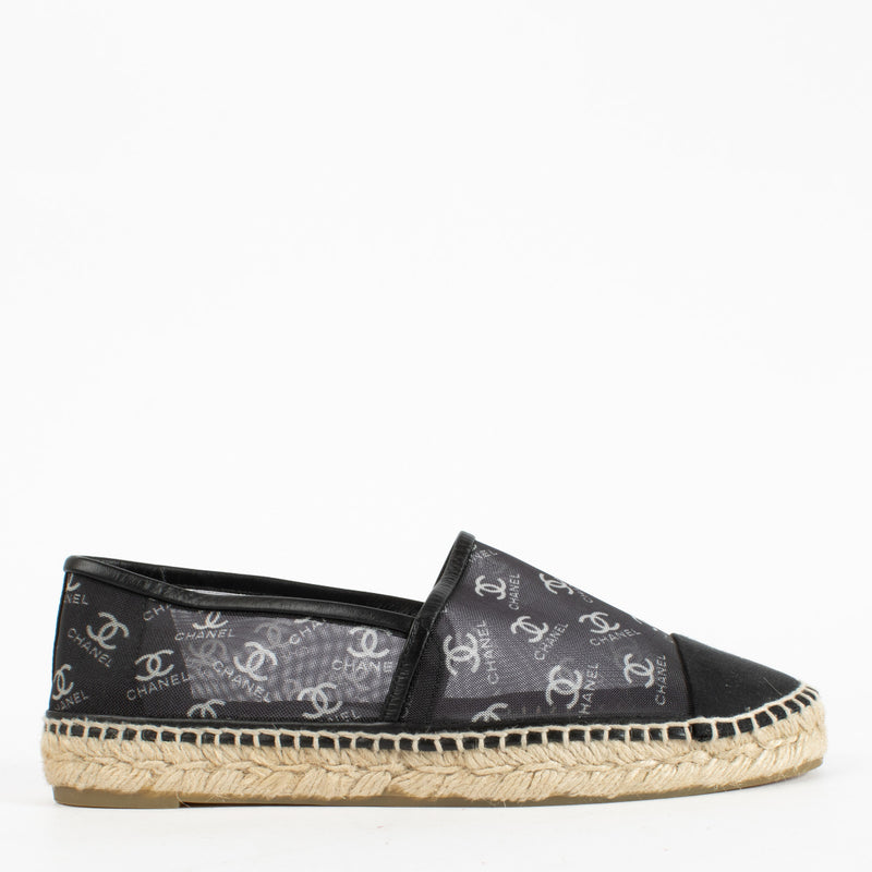 Chanel Zwarte Mesh CC Espadrille Flats - Maat 40