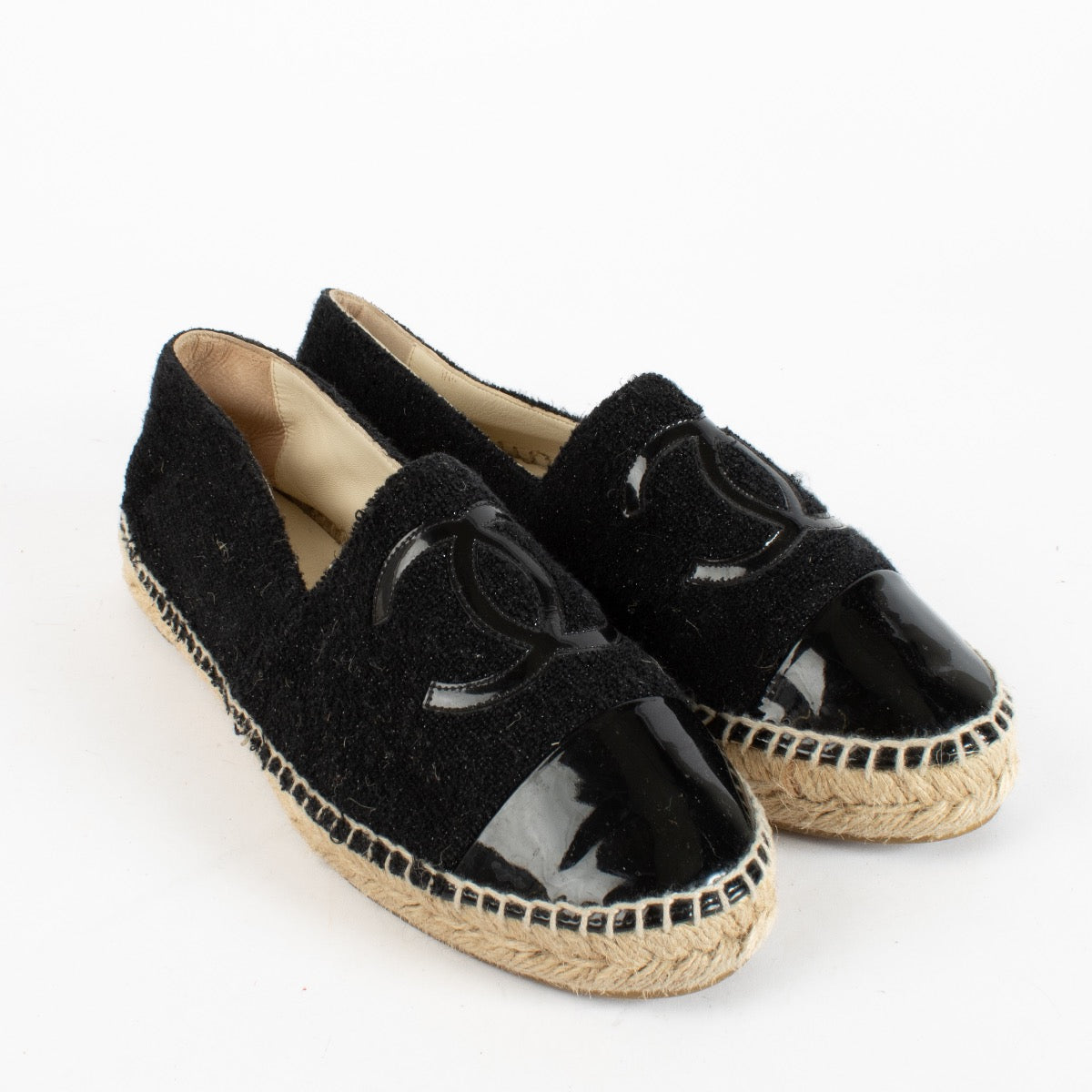 Authentic Preloved Chanel Black Espadrilles Flats - Size 39 on Labellov.com