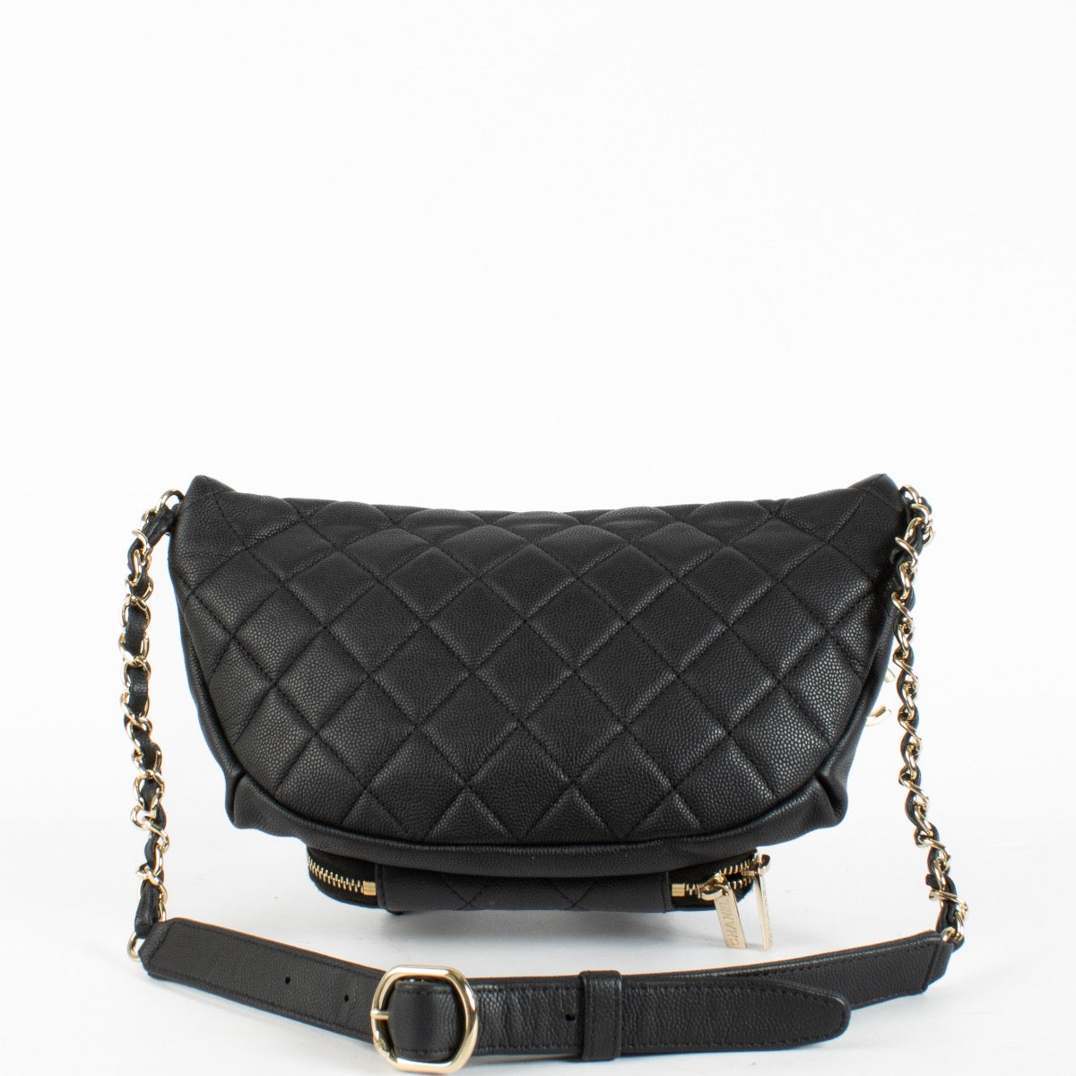 Authentic Preloved Chanel Black Quilted Caviar Leather Business Affinity Waist Belt Bag on labellov.com