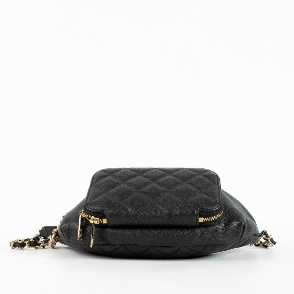 Authentic Preloved Chanel Black Quilted Caviar Leather Business Affinity Waist Belt Bag on labellov.com