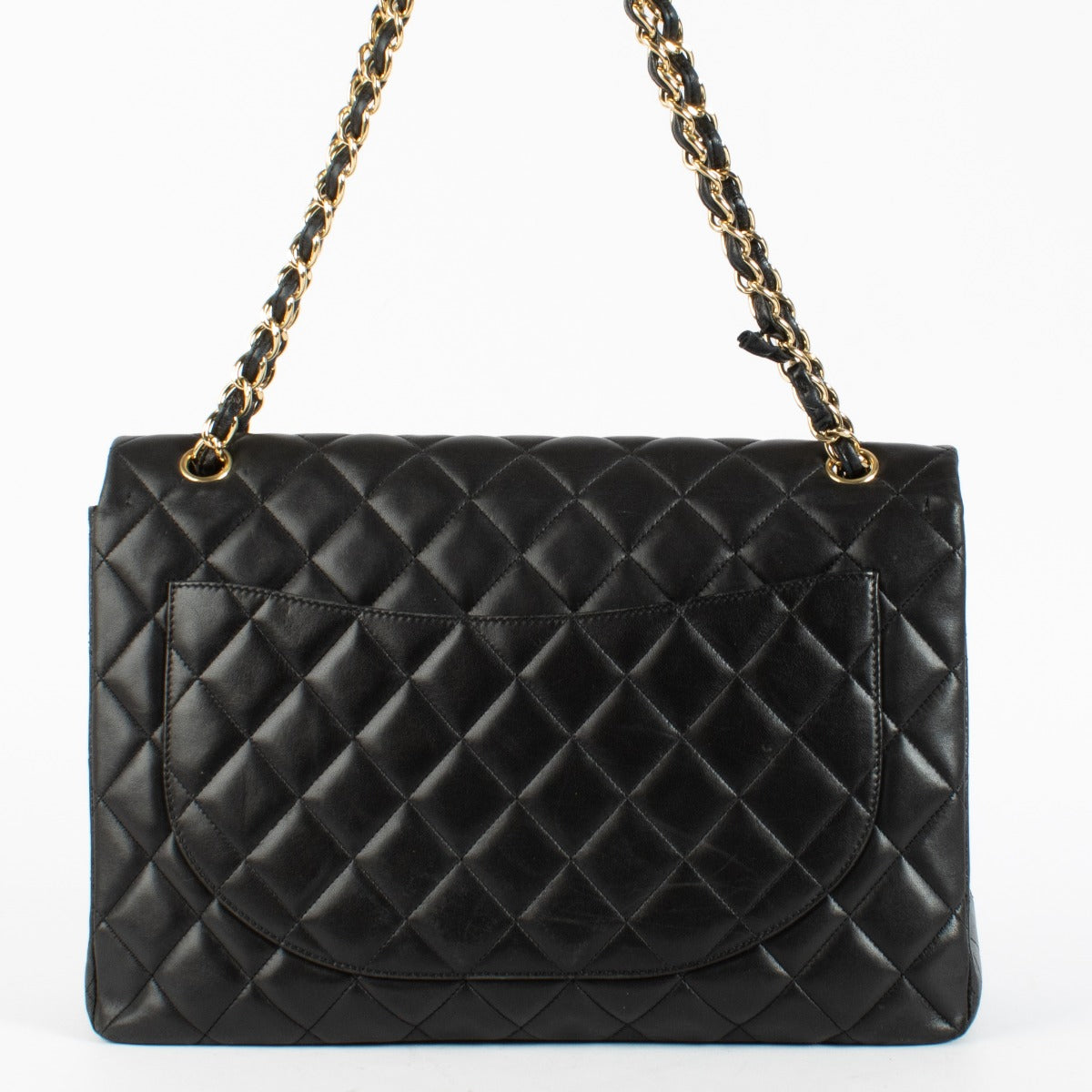 Chanel Black Maxi Classic Single Flap Bag with gold hardware at Labellov.com