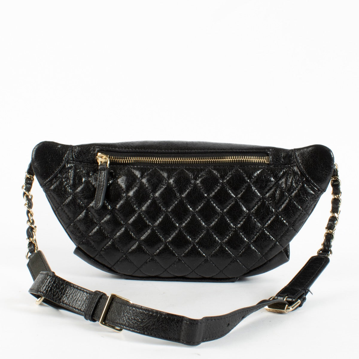Authentic Preloved Chanel Black Crumpled Glazed Lambskin Belt Bag on Labellov.com
