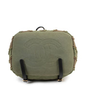 authentic second hand Chanel 17C Cruise 2017 Cuba Green Chevron Patchwork Canvas Backpack at Labellov