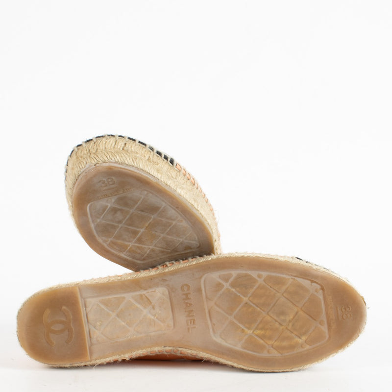 Chanel Zalmroze Leren CC Espadrilles - Maat 38