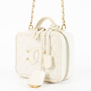 Authentic Preloved Chanel CC Filigree Matelasse Beige Caviar Vanity Case Bag on Labellov.com