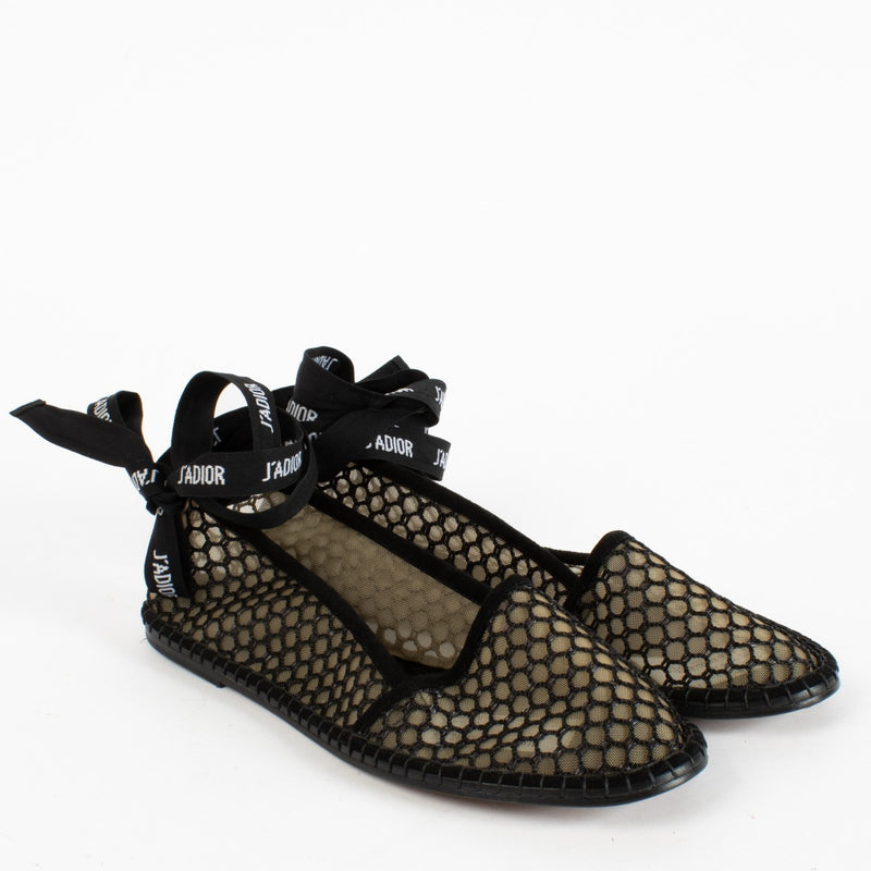 Authentic second-hand Christian Dior Black Mesh Flats- Size 39 on labellov. com