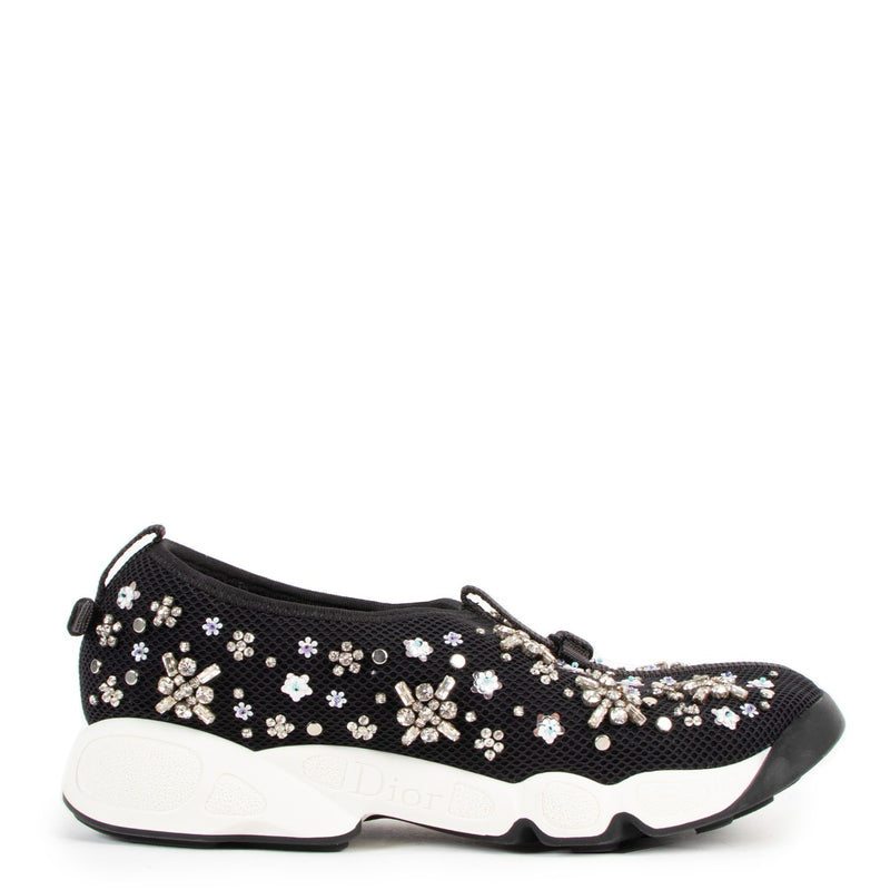 Christian Dior Black Fusion Floral Embroidered Sneakers