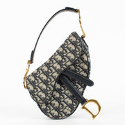 Authentic Second Hand Christian Dior Blue Oblique Mini Saddle Bag on Labellov.com