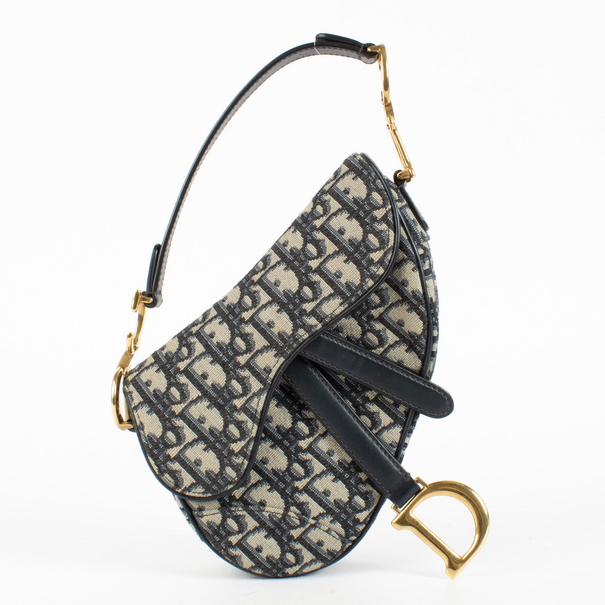 Authentic Second Hand Christian Dior Blue Oblique Mini Saddle Bag on Labellov.com