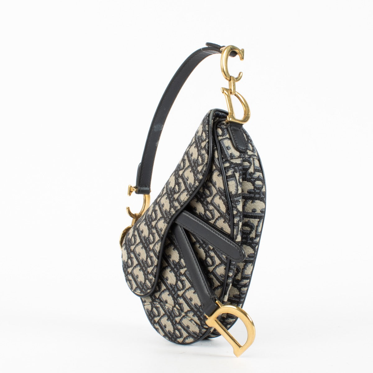 Authentic Second Hand Christian Dior Blue Oblique Mini Saddle Bag on Labellov.com